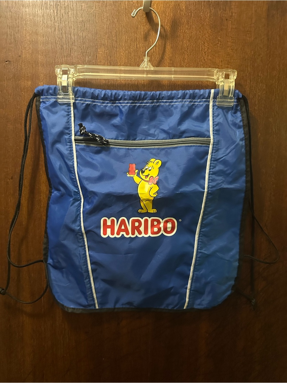 Haribo Blue Drawstring Backpack with Gummy Bear Logo